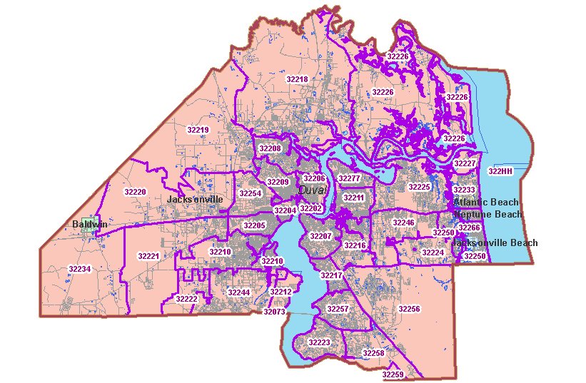 Duval County zip codes